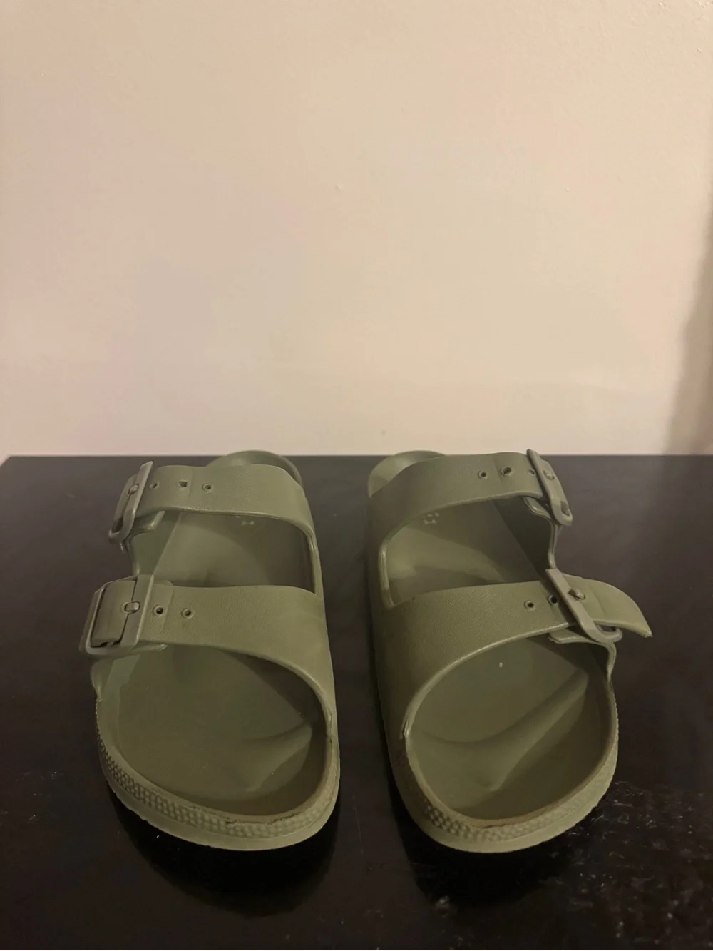 Old Navy Olive Green Double-Strap Kids Slide Sandals
